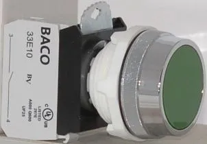 Кнопка управления BACO CONTROLS T11AA02-3E10 зеленая, 30мм, моментальная, хромированная