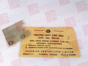 Тепловая перегрузка / нагреватель Артикул 9701-5G от производителя CANADIAN CONTROLLERS LIMITED
