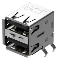 Разъем USB Type A двойной, 8 контактов, угловой, позолоченный, USB 2.0