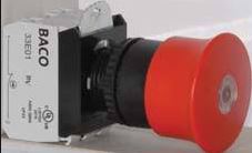 Кнопка грибовидная BACO L22DM10-3EARL11 красная с подсветкой 24В LED, 40мм