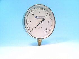 Манометр WEKSLER EA14B, 0-60 PSI, 114 мм, 1/4" NPT, нижнее подключение