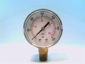 Манометр CDS-5P-040A, 0-40 бар, нижнее крепление, 1/4" NPT, 2"