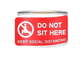 Наклейка Social Distance "Не сидеть здесь" виниловая съемная 3x6" (200 шт.)