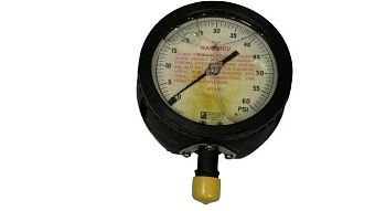 Манометр WEKSLER AY442PE4LW, 0-60 PSI, 1/4" NPT, полипропиленовый корпус, нижнее подключение