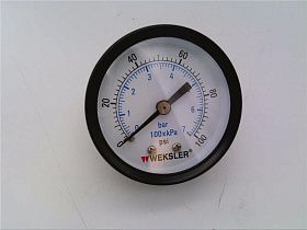 Манометр WEKSLER UA20C4C 0-100 PSI, 2 дюйма, сухой, черный