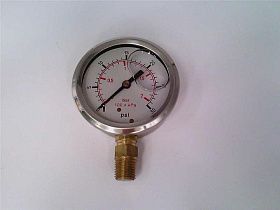 Манометр Dynamic Air CF1P-002A, 30 PSI, нержавеющая сталь, 1/4" NPT, нижнее крепление