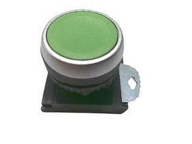 Кнопка управления BACO CONTROLS L21CA02, 22мм, зеленая, с фиксацией, хромированный ободок