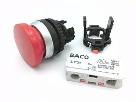 Кнопка грибовидная BACO L21AC01-1E01 красная моментная 22мм