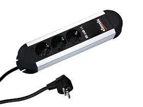Удлинитель электрический BACHMAN на 3 розетки, 16А, 3680Вт, 1.75м, черный