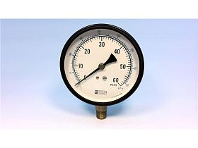 Манометр Weksler UA35B4L, 3.5", 30 InHg, 1/4" NPT, черная сталь