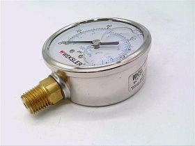 Манометр BY12YPF4LW, 0-100 PSI/0-7 BAR, 2.5", заполненный, NPT 1/4"