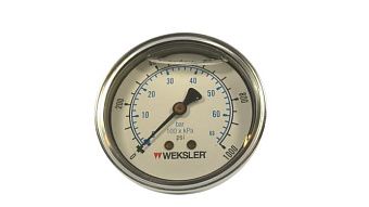 Манометр BY12YPP4CW 0-1000PSI/68BAR, 2.5", нержавеющий корпус, латунное соединение 1/4" NPT