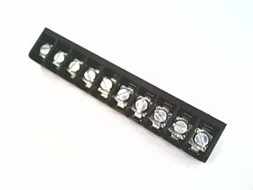 Клеммная колодка трехбарьерная 6PCV-10-006, 10 позиций, 9.53 мм, сквозное отверстие