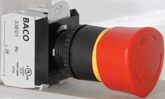 Кнопка аварийного останова BACO L22ER01-3E11, красная, 40мм, 1NO+1NC