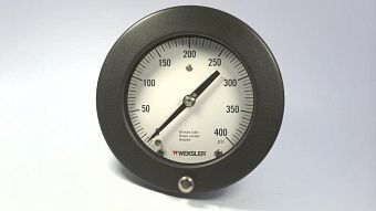 Манометр WEKSLER BA-1-4-6-PK-4-R-W, 0-400 PSI, штуцер 1/4 NPT, алюминиевый корпус